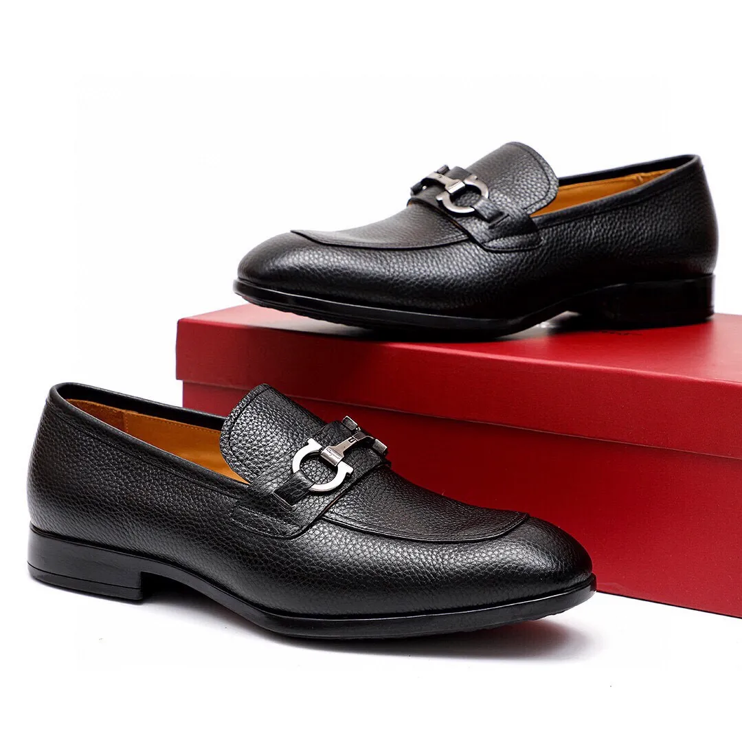 Men's Men's Shoes 💰540 💐[Ferragamo/Ferragamo] New 🐲Ferragamo* Ferragamo classic formal leather shoes! It uses imported first-layer pebbled cowhide leather upper + luxurious hardware buckle, and the inner first-layer comfortable cowhide leather lining! Original rubber outsole! Code number 38-44 (45🉑️customized)